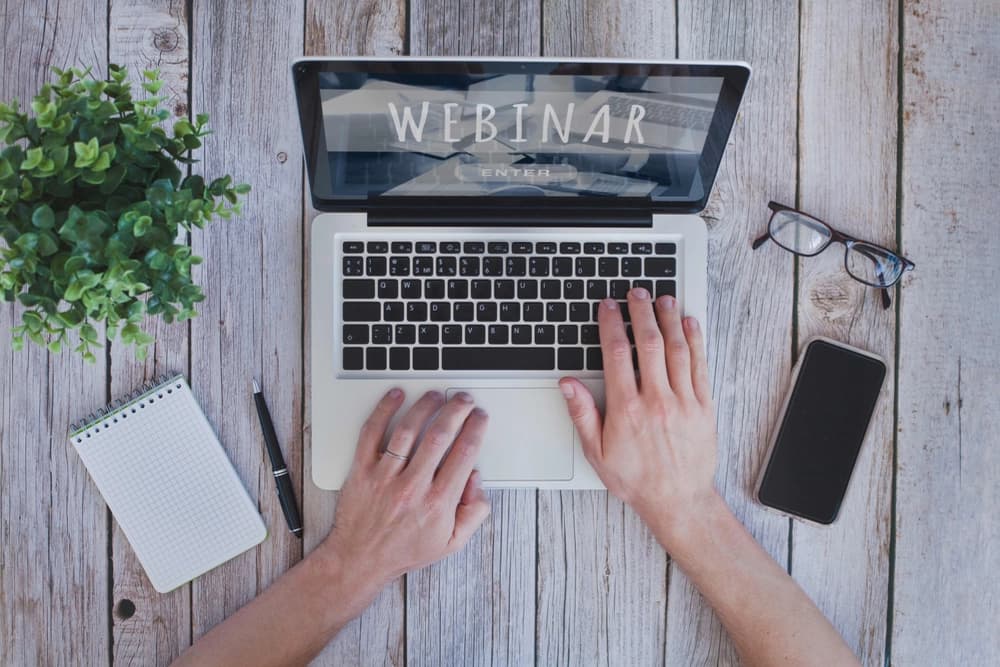 Computer screen with webinar